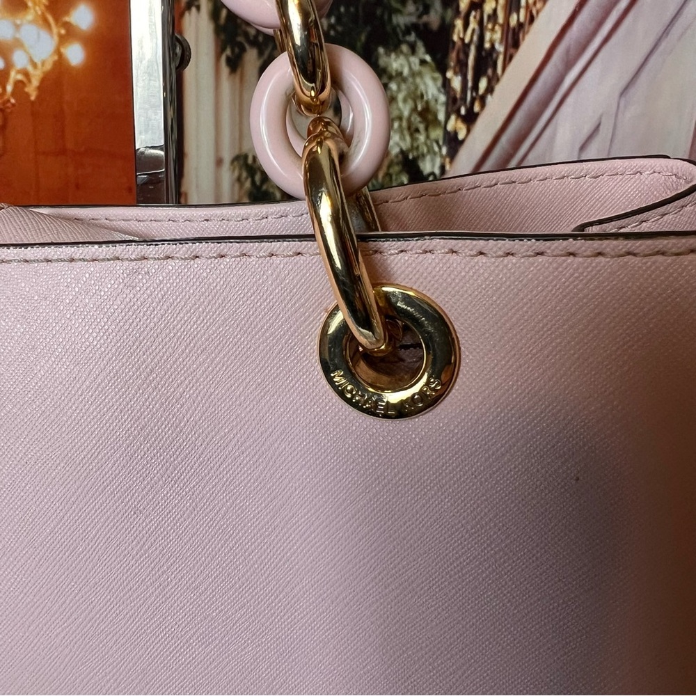 Michael Kors Cynthia Saffiano Leather Satchel, pastel Pink - Picture 16 of 16